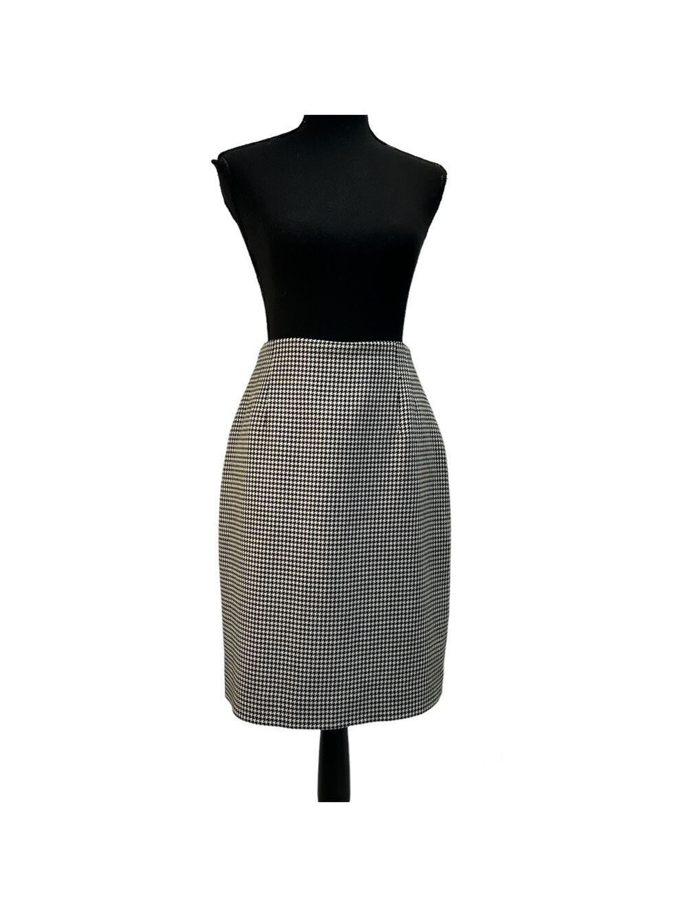 JONES New York black white houndstooth check wool pencil skirt Sz 10